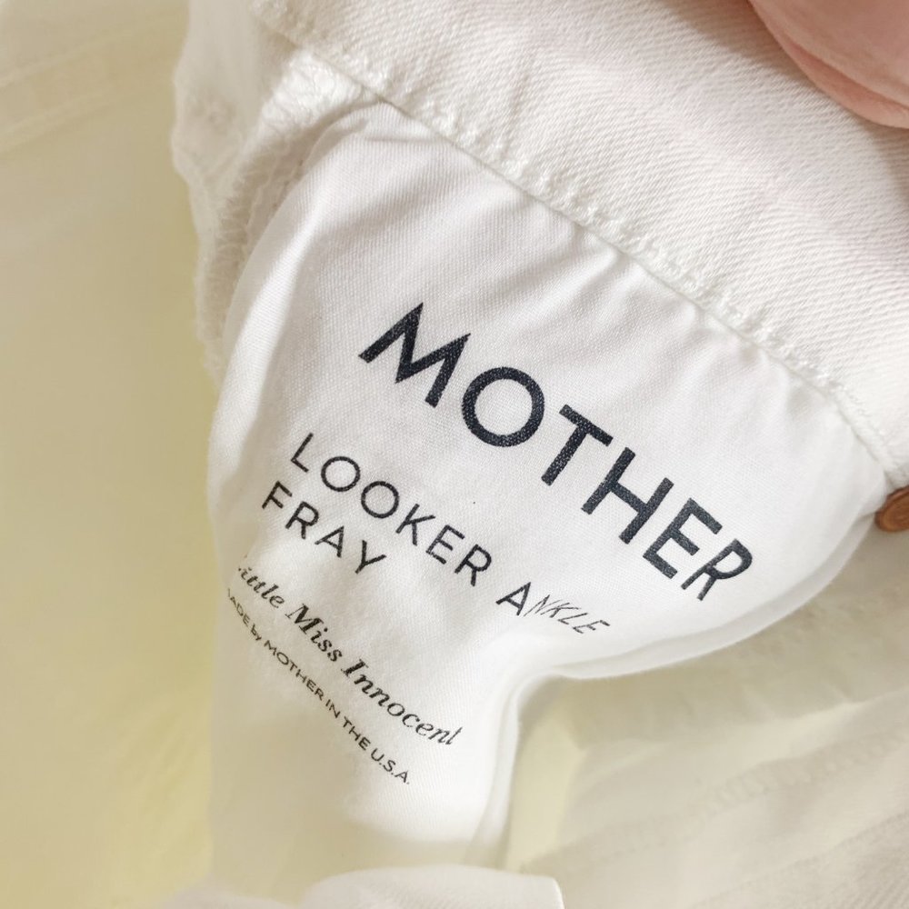 MOTHER Denim NWT White Looker Ankle Fray Raw Hem Jeans Little Miss Innocent 26 - Picture 11 of 16
